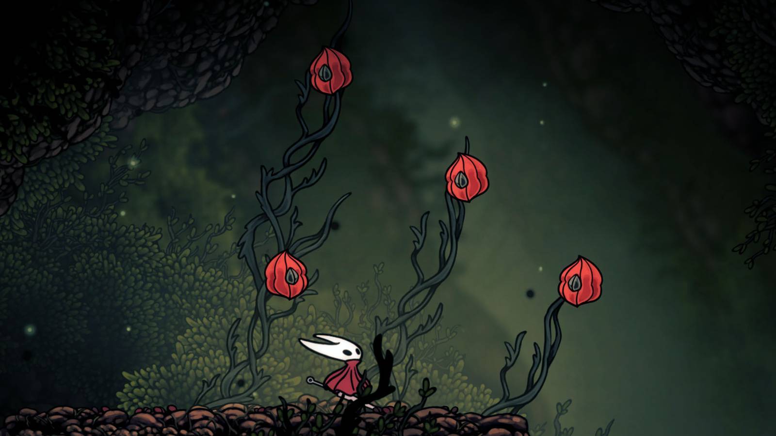 Hornet staring at an obstacle course in Hunter's March in Hollow Knight: Silksong.